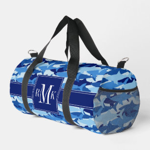 Blue Shark Pattern Duffle Bag