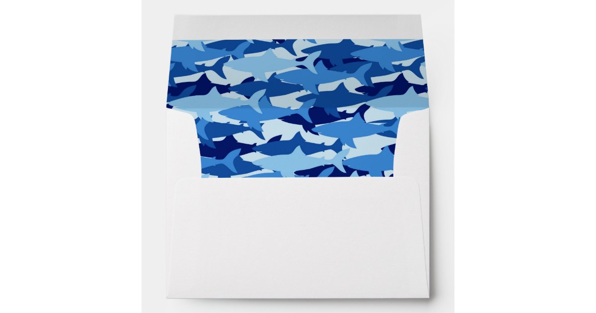Blue Shark Pattern Envelope | Zazzle