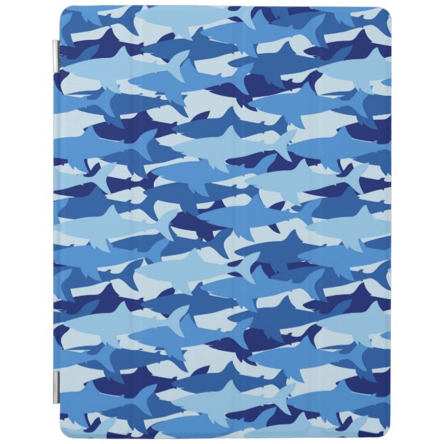 Blue Shark Pattern iPad Smart Cover (Front)