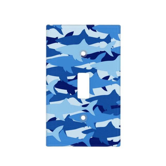Blue Shark Pattern Light Switch Cover (Front)