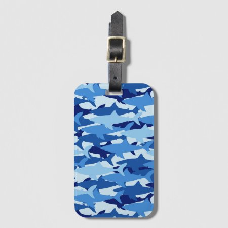 Blue Shark Pattern Luggage Tag