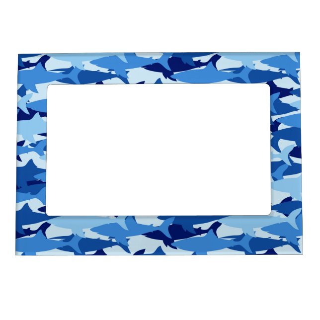 Blue Shark Pattern Magnetic Picture Frame (Front)