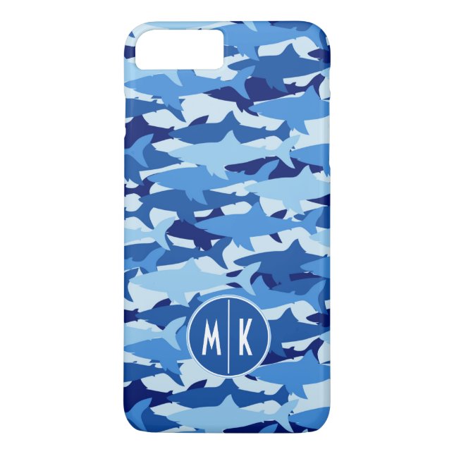 Blue Shark Pattern | Monogram Case-Mate iPhone Case (Back)