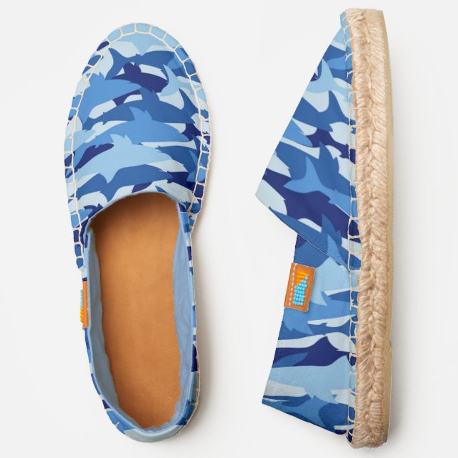 Blue Shark Pattern | Monogram Espadrilles (Side)