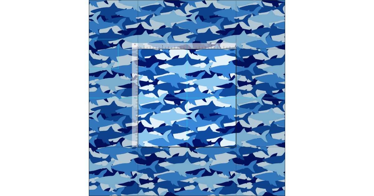 Blue Shark Pattern | Monogram Fabric | Zazzle