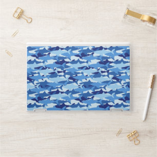 Blue Shark Pattern   Monogram HP Laptop Skin