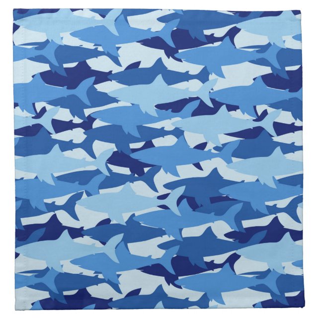 Blue Shark Pattern Napkin (Front)