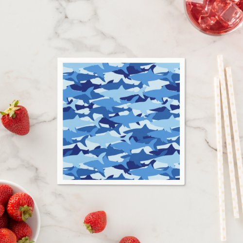 Blue Shark Pattern Napkins