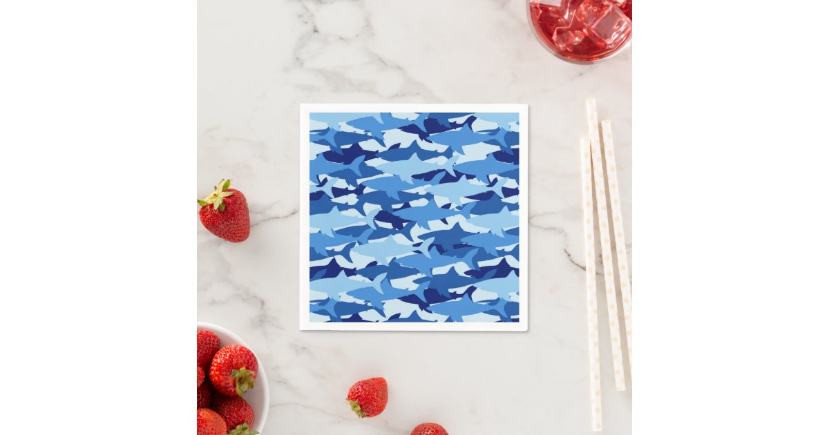 Blue Shark Pattern Napkins | Zazzle
