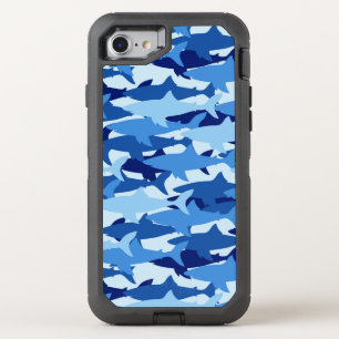 Blue Shark Pattern OtterBox Defender iPhone SE/8/7 Case