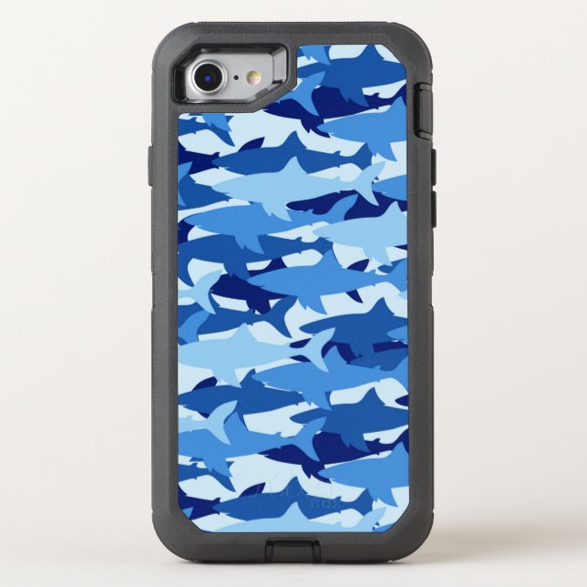 Blue Shark Pattern Otterbox iPhone Case (Back)