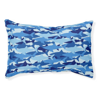 Blue Shark Pattern Pet Bed