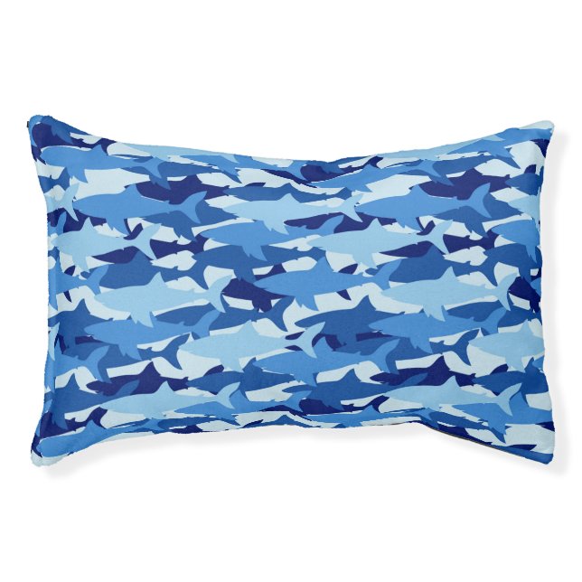 Blue Shark Pattern Pet Bed (Front)