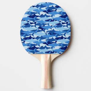 Blue Shark Pattern Ping-Pong Paddle