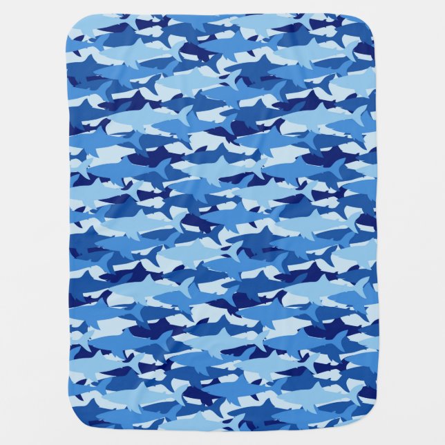 Blue Shark Pattern Receiving Blanket (Front)