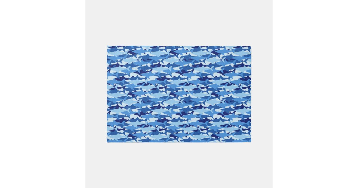 Blue Shark Pattern Rug | Zazzle