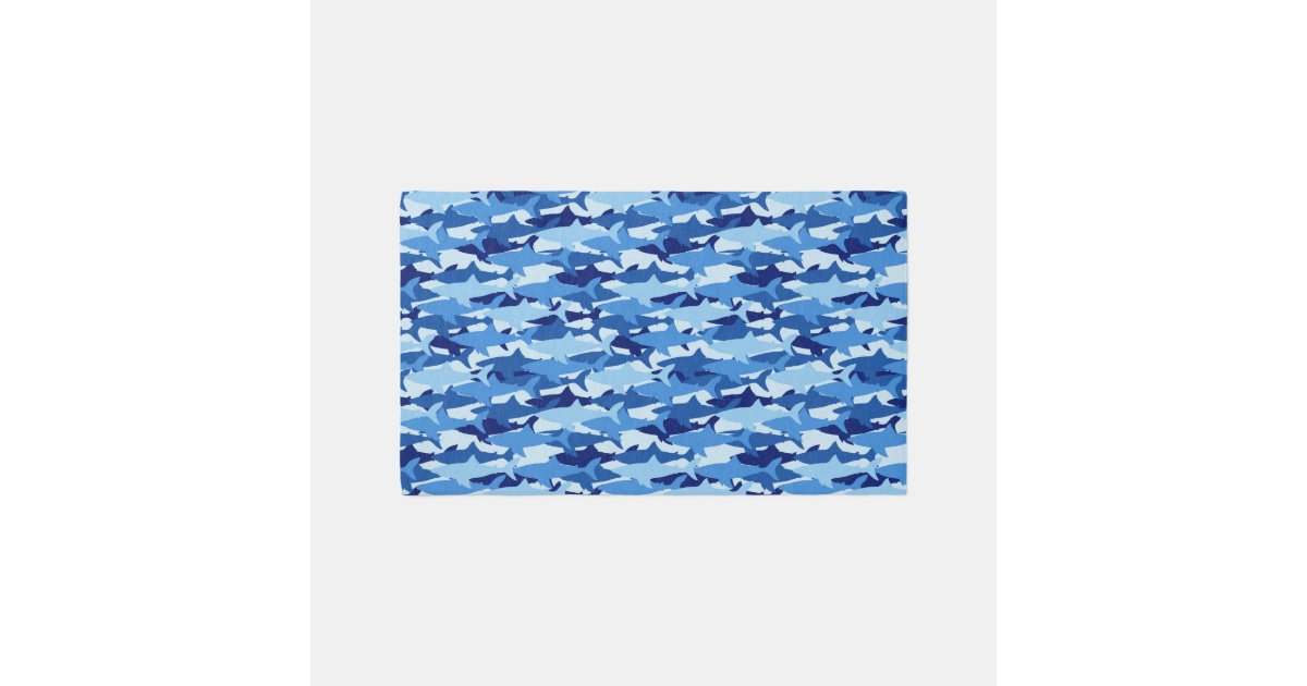 Blue Shark Pattern Rug | Zazzle