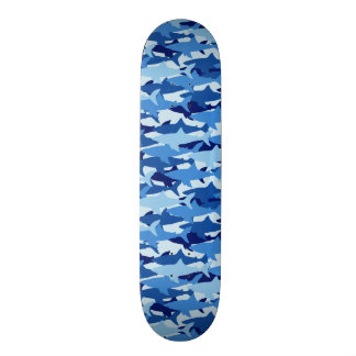 Blue Shark Pattern Skateboard Deck