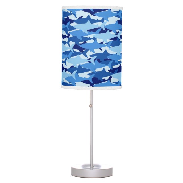 Blue Shark Pattern Table Lamp (Front)