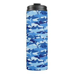 Blue Shark Pattern Thermal Tumbler