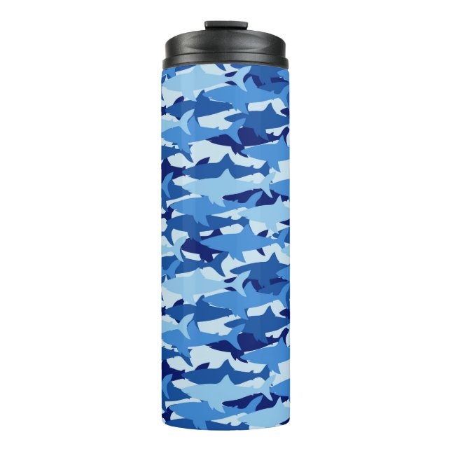 Blue Shark Pattern Thermal Tumbler (Front)