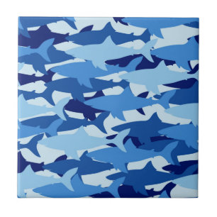 Blue Shark Pattern Tile