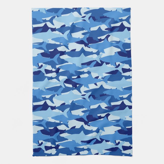 Blue Shark Pattern Towel (Vertical)