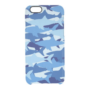 Blue Shark Pattern Clear iPhone 6/6S Case