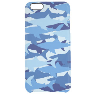 Blue Shark Pattern Clear iPhone 6 Plus Case