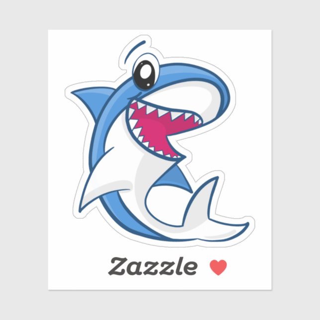 Blue Shark Sea Life Cute Kids Pool Party Sticker (Sheet)
