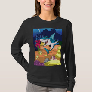 Blue Shark Swimming Under The Ocean With Big Smile T-Shirt