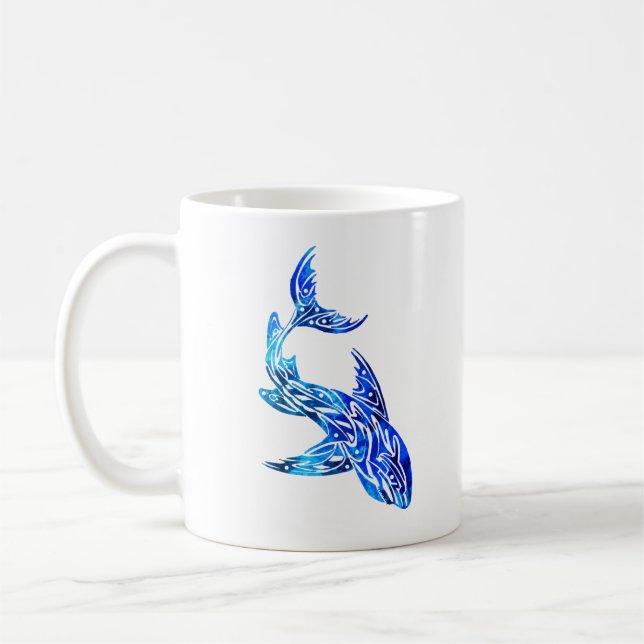 Blue Shark Tattoo Coffee Mug (Left)