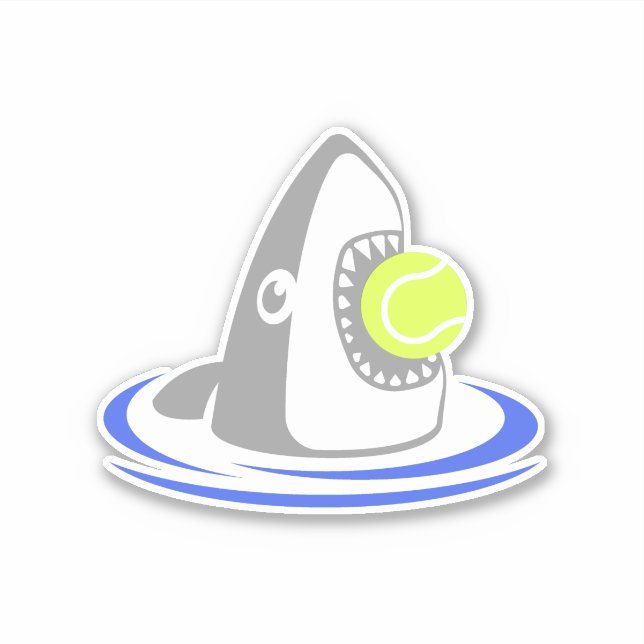 Blue Shark Tennis Ball Attack Sticker (Front)