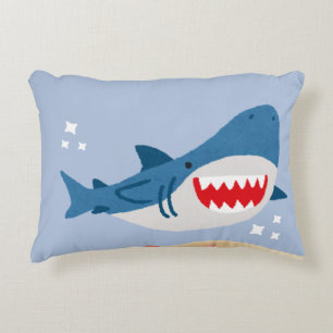 Blue shark tote bag accent pillow