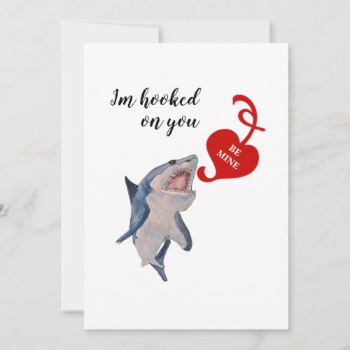 Blue Shark Valentines Holiday Card
