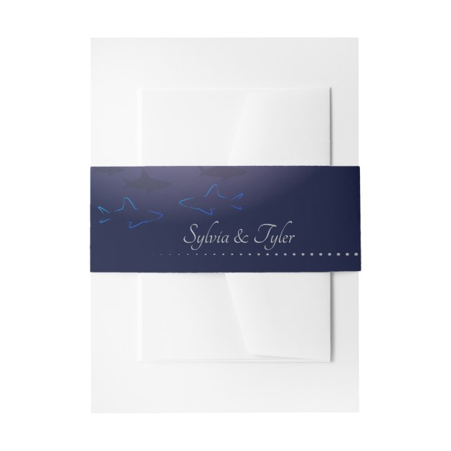 Blue Shark Wedding Invitation Belly Band (Front Example)
