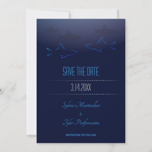 Blue Shark Wedding  Save The Date Card