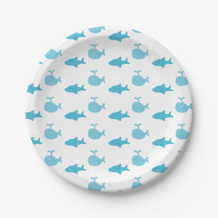 Blue Sharks and Whales Personalized Boy's Birthday Paper Plates