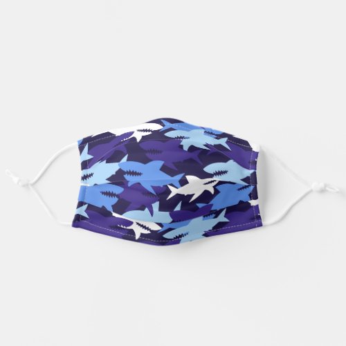 Blue Sharks Camouflage Pattern Adult Cloth Face Mask