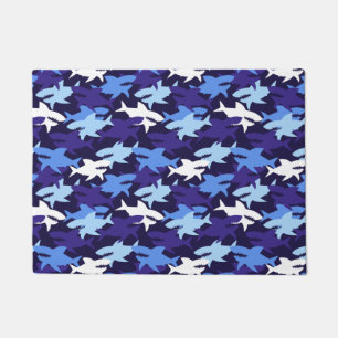 Blue Sharks Camouflage Pattern Doormat