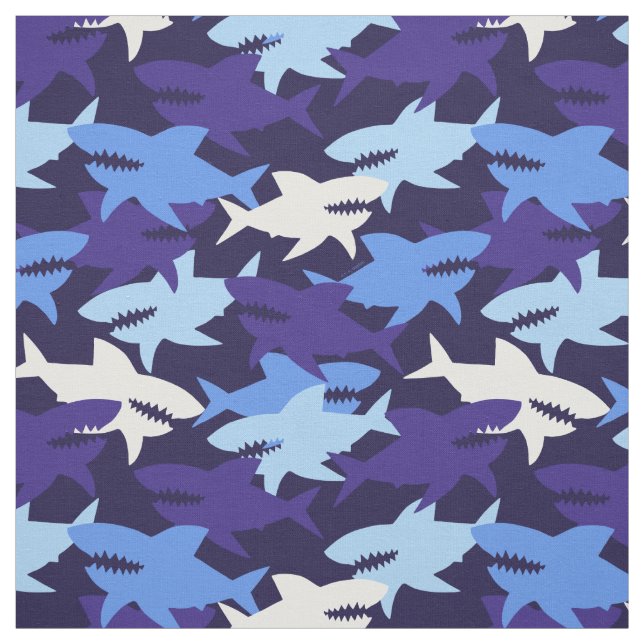 Blue Sharks Camouflage Pattern Fabric (Swatch)