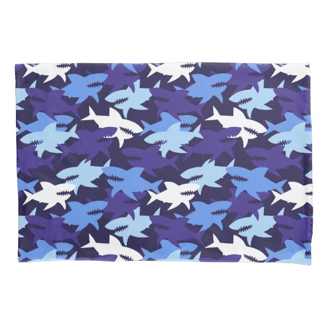 Blue Sharks Camouflage Pattern Pillow Case (Front)