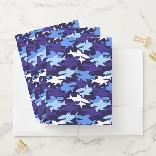 Blue Sharks Camouflage Pattern Pocket Folder