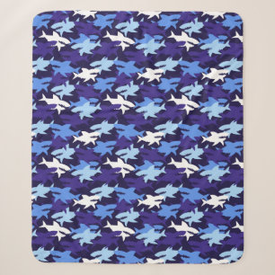 Blue Sharks Camouflage Pattern Sherpa Blanket