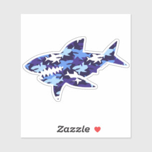 Blue Sharks Camouflage Pattern Sticker