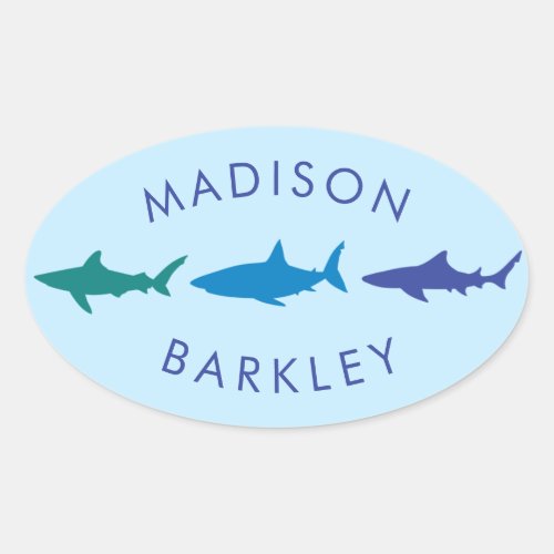 Blue Sharks Cute Kids Envelope Seal Stickers