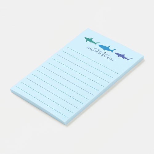 Blue Sharks Cute Kids Post_it Notes