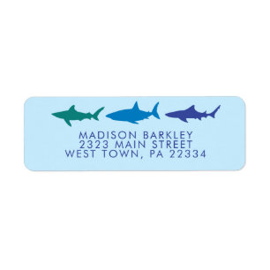 Blue Sharks Cute Kid's Return Address Label