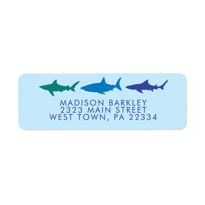 Blue Sharks Cute Kid's Return Address Label