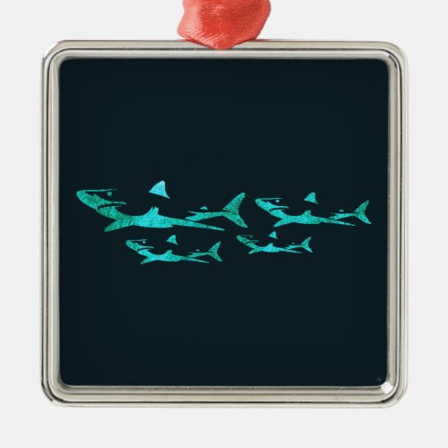 Blue Sharks Metal Ornament